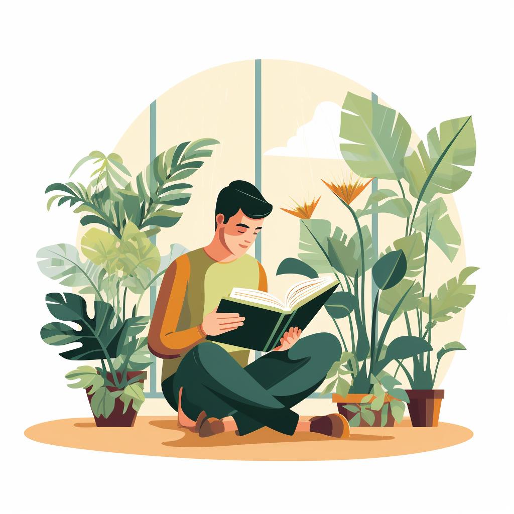 A person reading a plant care book