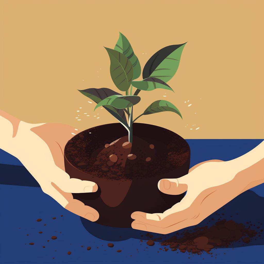 Hands gently placing a plant into a new pot with fresh soil