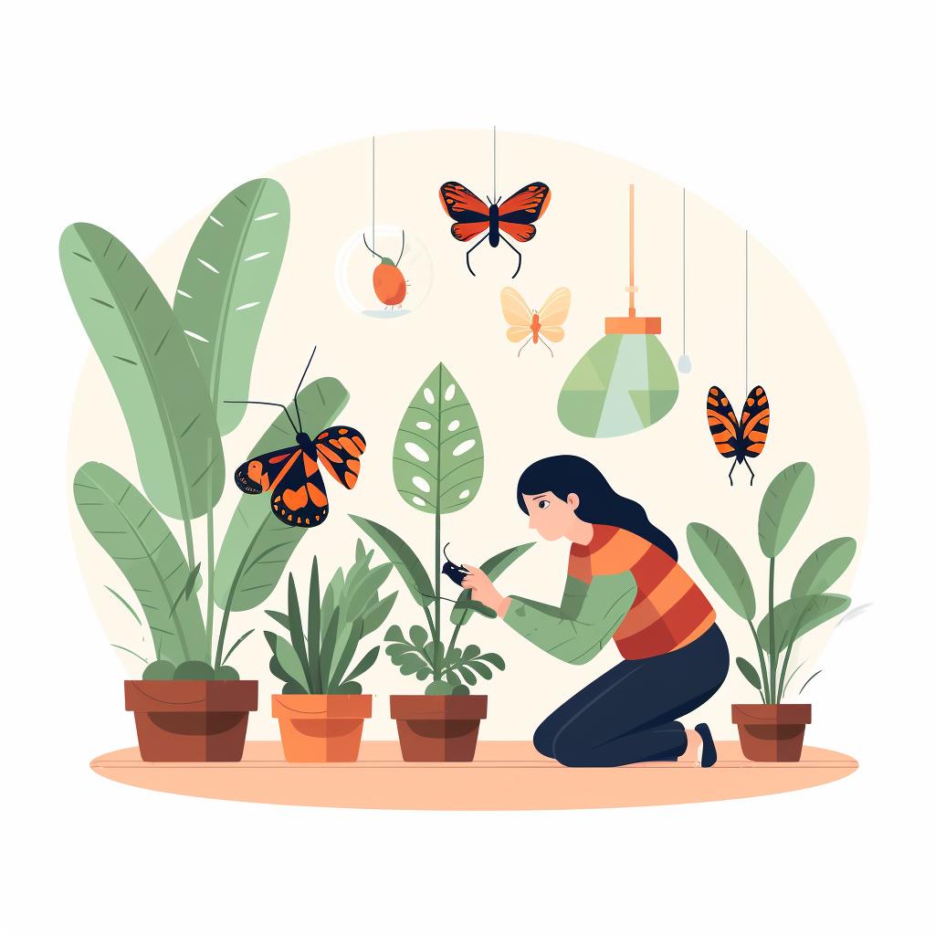 Person regularly checking plants for signs of pests