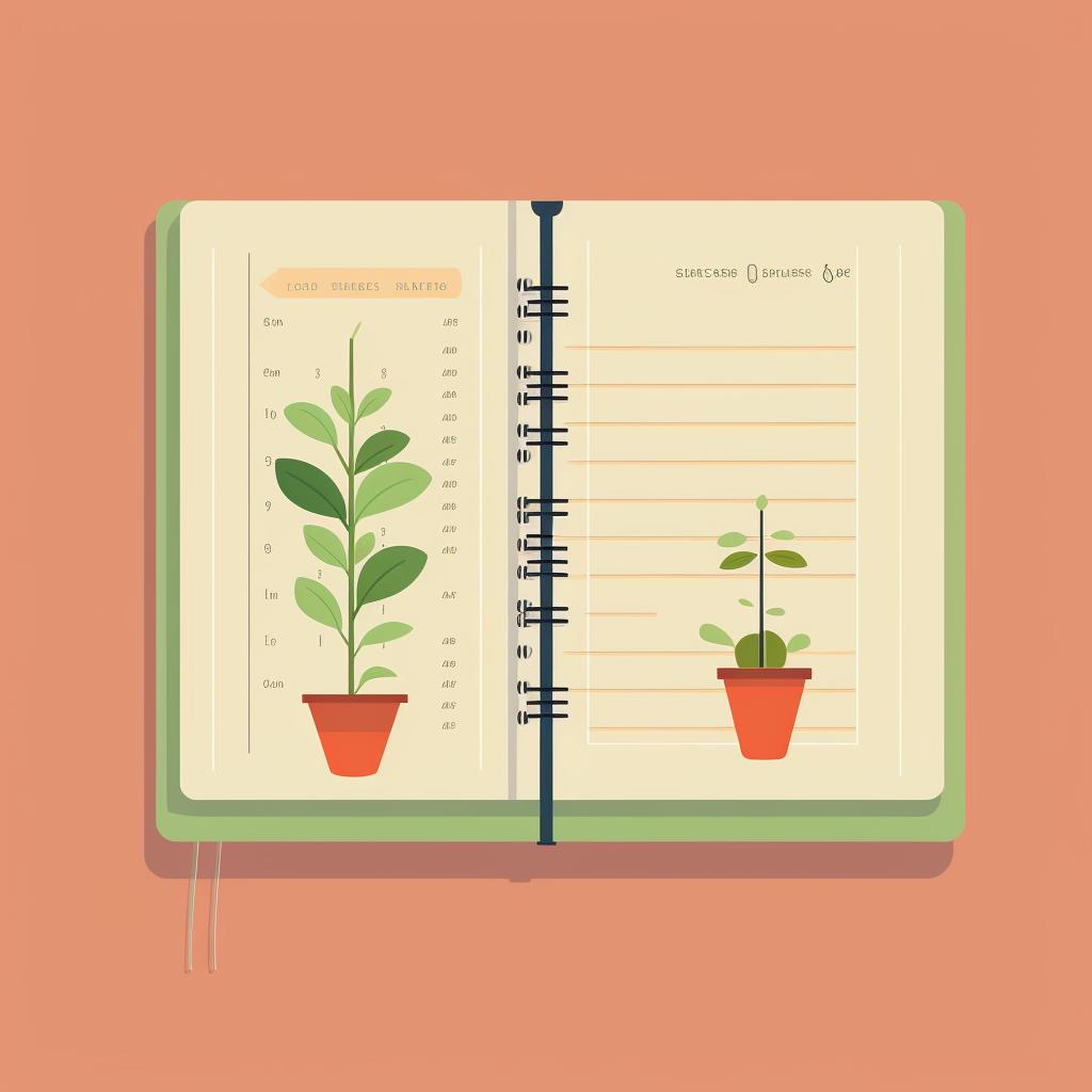 A notebook with recorded measurements of plant growth over time